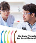 Two people wearing All Day Comfort Safety Glasses For Work, Lab, And Construction, ANSI Z87.1 Impact Resistant Eye Protection For Men And Women.