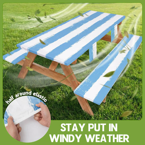 Must Have Outdoor Table Protector Set For 72 Inch Tables And 72 Inch Benches Waterproof Windproof Picnic Table Cover With Storage Bag
