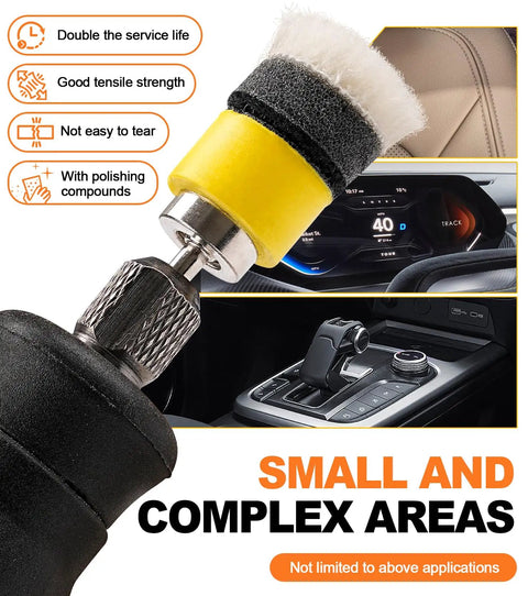22 Piece Mini Buffing Polishing Pads Kit for Drill and Rotary Tools detail view showing application in small areas