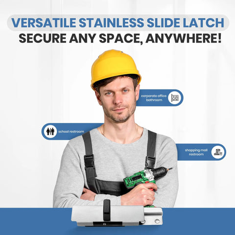 Installing Heavy Duty Stainless Steel Surface Mount Slide Latch With Keeper for ADA Compliant Bathroom Stall Doors.