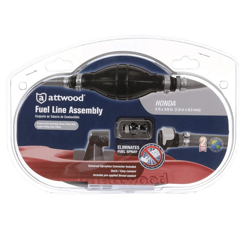 Honda Marine Fuel Line Kit With 6 Foot 3/8-Inch Hose, Tank And Engine Fittings, Sprayless Connectors, Primer Bulb in packaging