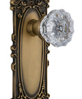 Victorian Plate And Interior Crystal Door Knob With Ornate Decorative Plate For Large Vintage Or Modern Doors, fluted glass