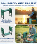 Foldable Garden Kneeler And Seat With Soft EVA Foam Pad Heavy Duty Steel Frame Portable Kneeling Bench For Gardening Camping And Fishing Includes Two Tool Pouches Green