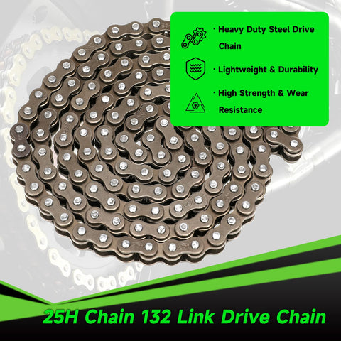 25H Drive Chain 132 Link With 13 Tooth Sprocket Upgrade Kit For Razor MX650 MX500 RSF650 SX500 Electric Dirt Bike Pit Bike Motocross Parts With Chain Tensioner