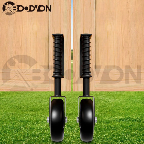 Heavy Duty Gate Caster Wheel With Bearing And Spring Loaded Shock Absorbing Mechanism, 360 Degree Rotation, black wheels
