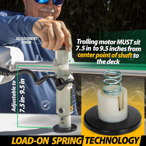 Built Tough Adjustable Trolling Motor Stabilizer Bracket With Vertical Adjustment And Shock Absorption, adjustment knob detail.
