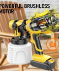 Kick Up Your Painting Game With This No Fuss Cordless Paint Sprayer Featuring A Brushless Motor And Four Adjustable Nozzles For That Smooth As Butter Diy Finish, showcasing a powerful brushless motor.