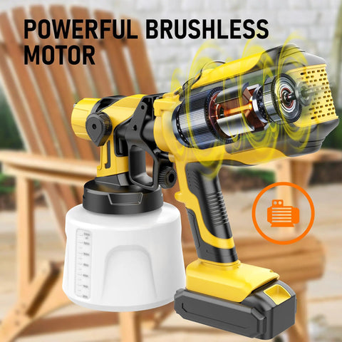 Kick Up Your Painting Game With This No Fuss Cordless Paint Sprayer Featuring A Brushless Motor And Four Adjustable Nozzles For That Smooth As Butter Diy Finish, showcasing a powerful brushless motor.