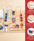 Circuit Explorer Boost Kit for Kids 8 and Up DIY Electronics Lab With 40 Piece Set Motor And LED Lights Cool Hands On STEAM Experiments For Curious Builders, wood board circuit layout