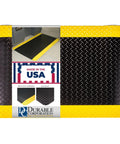 Rugged Workhorse Industrial Heavy Duty Vinyl Anti Fatigue Floor Mat With Diamond Tread For Secure Footing And Cushioned Comfort Thick Sponge Backing 2 By 3 Feet Black With Yellow Border, with diamond tread surface photo.