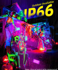 Beefed Up 120W LED Blacklight Flood Light IP66 Waterproof Outdoor Flood Light lighting up Halloween decorations with neon colors