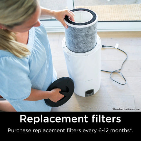Person installing Anti-Allergen True HEPA Replacement Filter For HP100 Series Air Purifiers With NanoSeal Odor Guard