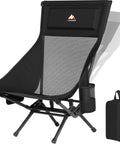 Armless Rocking Camping Chair With Spring Action Tech, Portable Folding Outdoor Rocker for Adults, black heavy duty mesh seat