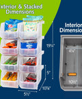 Medium Plastic Storage Bins, Stackable Clear Organizer Containers for Closet, Pantry, Shelves, Garage and Office, Open Front Design for Easy Access, Grab And Go 8 Pack shown stacked with snacks