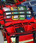 Four Piece Color Coded First Aid Pouches Set With Transparent Window For Easy Visibility Zippered Medical Supply Bags In Red Yellow Blue Green On The Go Travel Organizer