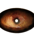 Rena Glass Vessel Bathroom Sink Oval Slipper Hand Painted Black And Copper Tones Dope Sleek Look Tempered Glass Above Counter