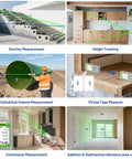 Outdoor Long Range Green Laser Measure With Camera And Bluetooth, 260 Feet Range, P2P Technology, IP68 Rugged, Free App Included, Micro USB Cable, Hand Strap And Pouch, Accuracy Within One Sixteenth Inch in home and outdoor measuring scenes