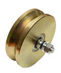 Heavy Duty Six Inch V Groove Gate Roller With Double Ball Bearings for Smooth Gliding Operation, steel construction.