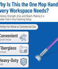 60 Inch Fiberglass Dust Mop Handle With Clip On Jaw Clamp Connector For Quick Attachment To Compatible Frames And Heads For Floor Cleaning In Commercial Janitorial Use Purple with durability and convenience features.