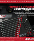 Beefy Metric Wrench Set 15-Piece 8mm To 22mm, Unbreakable Chrome Vanadium Steel displayed in EVA Foam organizer.