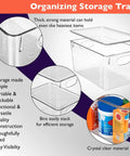Hella Organized Plastic Storage Bins With Lids, Big capacity deep containers showing stackable design and clear material for pantry.