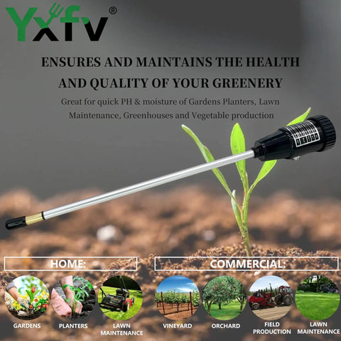 All In One Soil PH Tester And Moisture Light Meter With 11.6 Inch Probe No Battery Needed For Gardeners And DIYers Alike