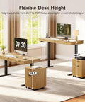 Smooth Operator Electric Standing Desk With Slim File Cabinet 63 Inch Height Adjustable Sit Stand Work Table showcasing 28.3 to 45.1 inch height.