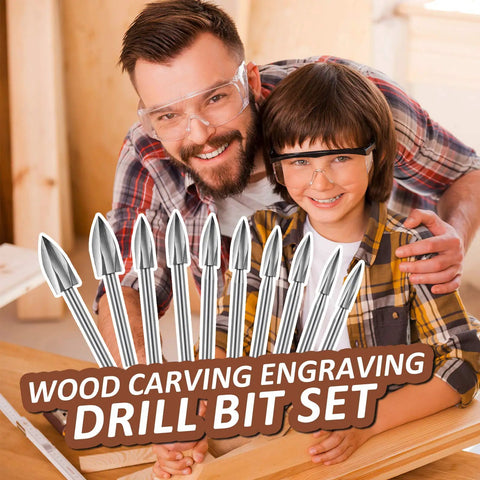 Father and son using 20 Piece Handy Wood Carving Tools Set With HSS Engraving Drill Accessories And HSS Carbide Rotary Burr Bits