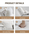 Product details of 360 Degree Swivel Rocker Recliner Chair With Adjustable Armrests And Headrest, showing features and materials.