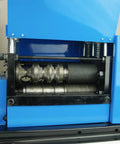 Close-up of WS260 Wire Stripping Machine showing auto feed and cut rollers, heavy-duty steel construction for copper wire.