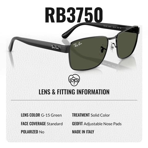Unisex Square Frame Non Polarized Sunglasses With G 15 Green Lens Includes Official Eyewear Kit displayed on white background
