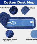 24 Inch Heavy Duty Cotton Dust Mop Refill Washable Replacement Heads For Large Spaces And Warehouses Fits Standard Frames On Hardwood Marble And Concrete 3 Pack Hella Solid No Sweat Cleaning Performance, showing high absorbency and cut ends.