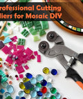 2 Piece Glass Tile Nippers Set With Wheeled Mosaic Nipper And Ceramic Tile Nipper, tool on mosaic tile and glass surface