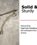 Heckin Heavy Duty Cast Iron Shelf Brackets, 2 Pack Antique Gold Wall Mounts showcasing solid design and sturdy construction.