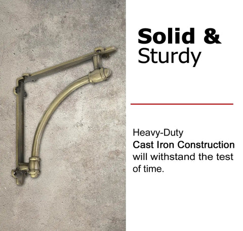 Heckin Heavy Duty Cast Iron Shelf Brackets, 2 Pack Antique Gold Wall Mounts showcasing solid design and sturdy construction.