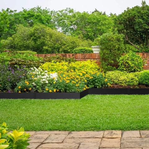4.5 Inch Galvanized Steel Landscape Edging Kit, 10 Pack Hammer In Metal Lawn Border for neat garden edges