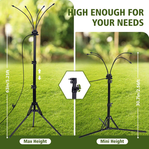 Standing Patio Misting System With Adjustable Height Up To 5.25 Feet, 26.2 Ft Water Line, Portable Outdoor Mister Displayed on Lawn
