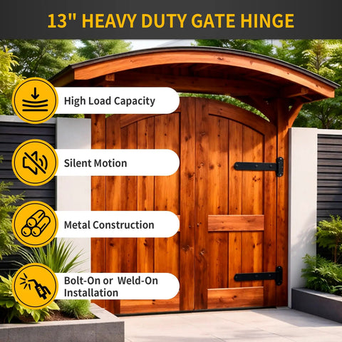 Heavy Duty Gate Hinges 900 Lbs Capacity, 180 Degree Open, Built In Ball Bearings, Bolt On Or Weld On on wooden gate