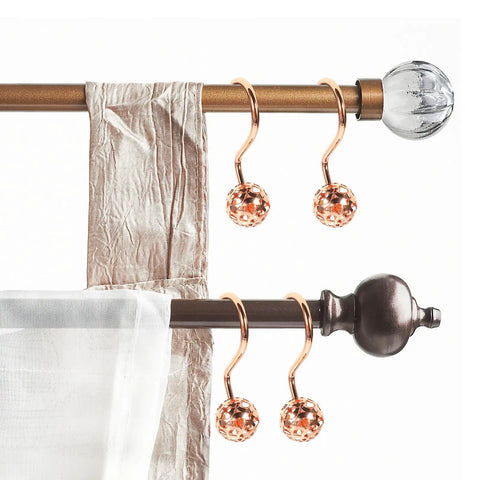Rose Gold Shower Curtain Hooks 12 Pack Half Round Metal Hangers for Bathroom Rods Glide Smoothly and Look Sharp Decorative Curtain Hooks.