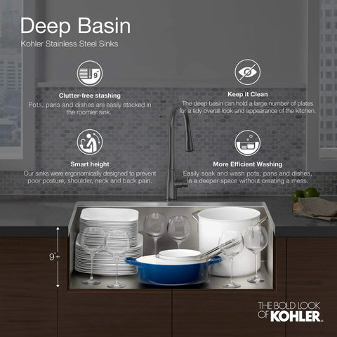 Cadence Stainless Steel 33x22 Inch Top Mount Double Basin Kitchen Sink With Four Faucet Holes Built In Sound Absorption display