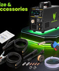 200 Amp Aluminum MIG Welder Dual Voltage 110V And 220V with accessories, gun, cables, and LED display