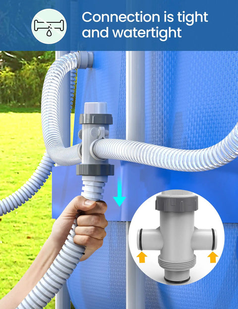 Split Pool Hose Plunger Valve 2 In 1 For Above Ground Pools Heavy Duty On Off Valve For Filter Circulation System Compatible With 1500 2500 4000 GPH Pumps And Saltwater Chlorinator on pool hose connection