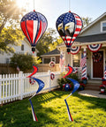 All American Patriotic Wind Spinner Duo For Yard And Garden Decor With Flag And Bald Eagle Designs 2 Pack Outdoor Hanging Spinners