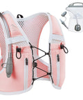 Kids Hydration Backpack With 1L Water Bladder On The Go Adjustable Reflective Running Vest With 8 Pockets, Pink, XS S