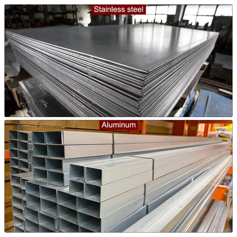 Stacked stainless steel sheets and aluminum tubes for metal fabrication