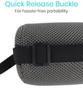 Get Your Back Swayin Cool With This Epic Firm Lumbar Roll Pillow For Pain Relief showing gray mesh quick release buckle.