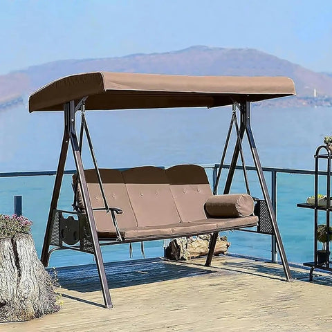 Outdoor Swing Canopy Replacement Top Cover For 3 Seater Patio Swing Universal 191x120x18 Cm beige cover on swing