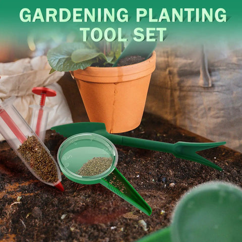 Six Piece Mini Seed Spreader Set With Five Speed Seed Dispenser Handheld Seed Sower And Transplanting Tools For Tiny Seeds Red