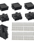 4 Set Dual Row 10 Pin 3mm Pitch Connector Kit With Crimp Terminals for 20 to 24 AWG Wire, connectors and terminals displayed