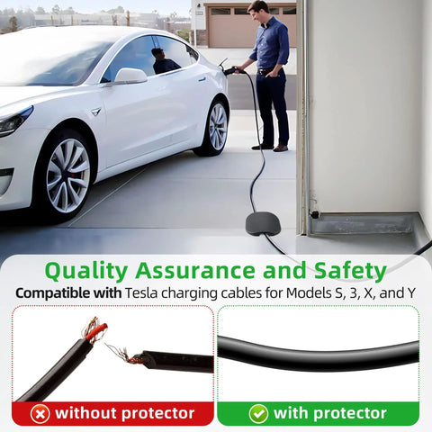 EV Charger Cable Protector For Garage Door Pass Heavy Duty Shield For Tesla Gen 3 Model 3 Y X S Mobile Chargers demo photo